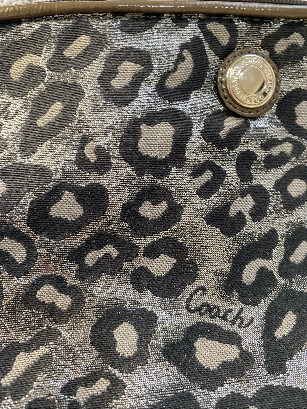 Coach Ocelot Metallic Leopard Print Makeup Bag - Picture 5 of 9